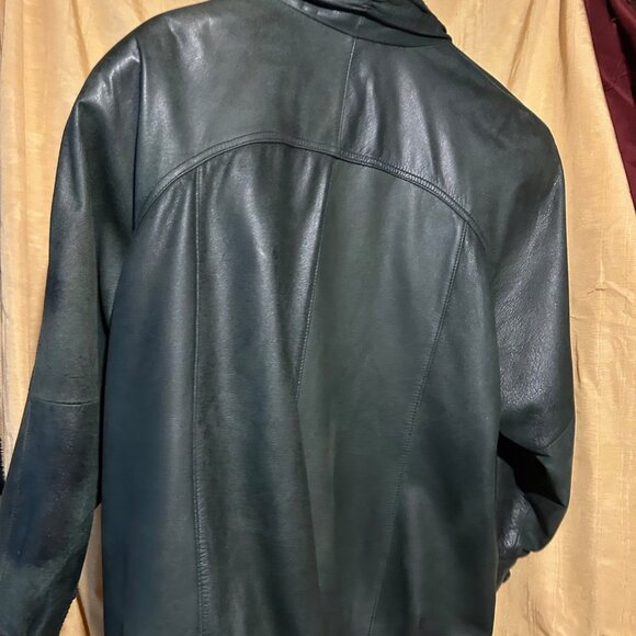 Jacqueline Ferrar Vintage 1980s Hunter green Leather jacket sz M shoulders 20i - Picture 6 of 8
